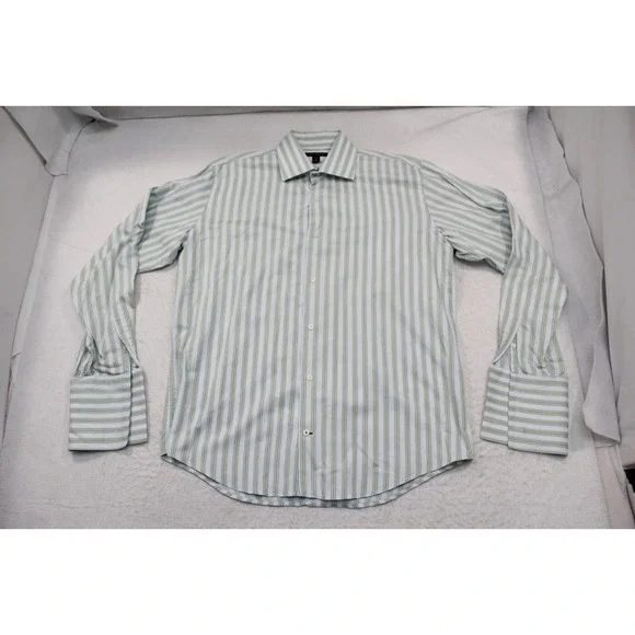 Banana Republic Dress Shirt French Cuff Striped Long Sleeve Mens XL 17-17.5 - Picture 5 of 11
